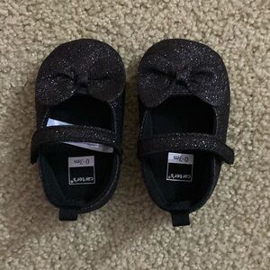 Carters baby girl black glitter Mary Jane’s size 0-3mos